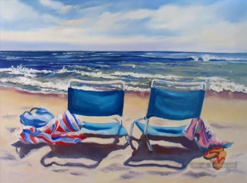 chaises sur la plage Peinture à l'huile